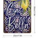 Ciao Bella, Italian Phrase, Italian Tiles, Lemon Tree, Vintage Metal Decor, Plaque Sign, Fun Home Wall Art, Gift Personalization Idea, Bedroom, Office, Stylish Simple, Home Coffee Wall Decor, Double Sided Printing Waterproof and Dustproof 8x12 IN