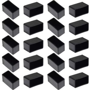 20Pcs Rectangle Rubber Furniture Leg Caps (3/4" x 1-1/2"), Vinyl Flexible Chair Leg Floor Protectors for Patio Indoor Chair Table Bed, 19 x 39mm (20mm x 40mm)