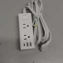One Beat 10Ft Extension Cord with Multiple Outlets,Flat Plug Power Strip Surge Protector with 10 Ft Long Cord,6 Outlet 4 USB Ports (2USB C),Multi Outlet Wall Plug for Travel,College,Dorm Essentials (White)