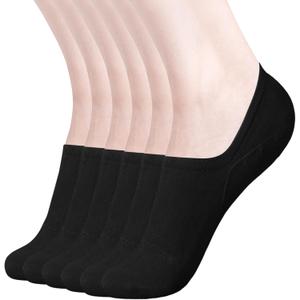 DIBAOLONG Women's No Show Socks Non Slip Flat Boat Line Low Cut Socks (6-12 Packs) (Black)