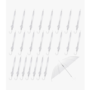 Clear Umbrella Wedding Bulk with J Hook Handle Auto Open Clear Dome Umbrella Windproof for Outdoor Events, Wedding Supplies, Birthday, Outdoor Interactive, Photography (Clear-24pcs