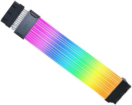 Lian Li Strimer Wireless 24 Pin with Controller (PW24-1W-T) - Addressable RGB Power Extension Cable - 2.4 GHz Wireless Control with 315mm; 12.4 Inch Length - Wireless Controller Included & Required