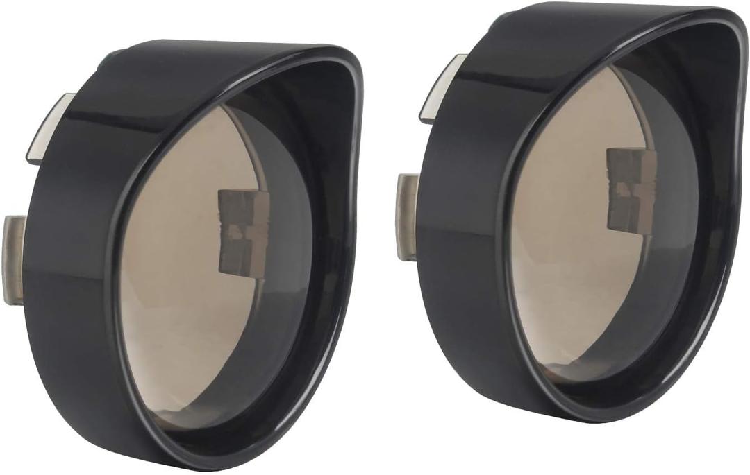 NTHREEAUTO 2 Inch Bullet Smoked Turn Signal Lens Cover with Black Visors Bezels Compatible with Harley Sportster Dyna Softail Street Glide Road King