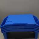 6Pcs Lap Desk Tray for Eating Plastic Activity Table Portable Snack Lap Bed Table Breakfast Lap Trays with Side Pockets & Slot Stackable Lap Desk Tray for Classroom, Blue