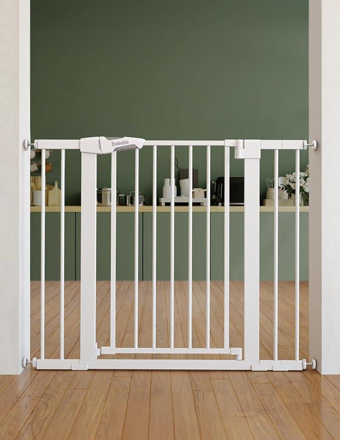 Babelio 26-40" Pressure Mounted Baby Gate for Stairs, PressGuard Dog Gate
Triple-Lock, Pressure/Wall Mount No Drilling, Heavy Duty, Auto Close, Easy Install for Doorways/Kitchens/Hallway, White
