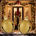 2 Pcs Giant Inflatable Christmas Balls, 24IN PVC Jingle Bell Large Outdoor Indoor Christmas Ornaments,Oversized Blow Up Balls for Garden Yard Patio Decorations (24 Inch Gold, 2)