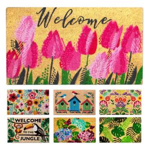 Coir Doormat, Front Door mats Outdoor, Funny Welcome mat Outdoor, Front Door mat for Home Entrance, Door mat Outside Entrance, Welcome mat Indoor 16"x27.5" (Tulips)