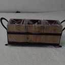 Utensil Caddy Silverware Cutlery Holder with 3 Compartment, Wooden Utensil Crock Flatware Organizers with Metal Tray, Rustic Kitchen Utensil Organizers for Farmhouse Kitchen and Countertop (Wood)