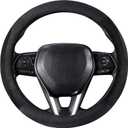 SEG Direct Steering Wheel Cover for Car, Standard Size 14.5-15 inch, Auto Interior Accessories, Plush Warm Velvet, Summer Winter, Black