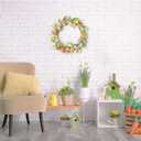 RoseCraft Easter Wreaths for Front Door,15.7 Inch Artificial Easter Colorful Egg Wreath Decorations, for Spring Summer Home Wedding Holiday Party Decor.