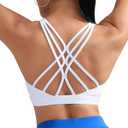 RUNNING GIRL Sports Bras for Women Medium Support, Criss-Cross Strappy Sports Bra Workout Yoga Bra with Removable Cups (XL, White)