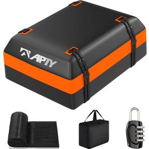 APTY Car Rooftop Cargo Bag Carrier, 16 Cubic Feet Soft Roof Top Luggage Bag for All Vechicles with/Without Racks - with Waterproof Zip, Luggage Lock, Anti-Slip Mat, Door Hooks, Storage Bag