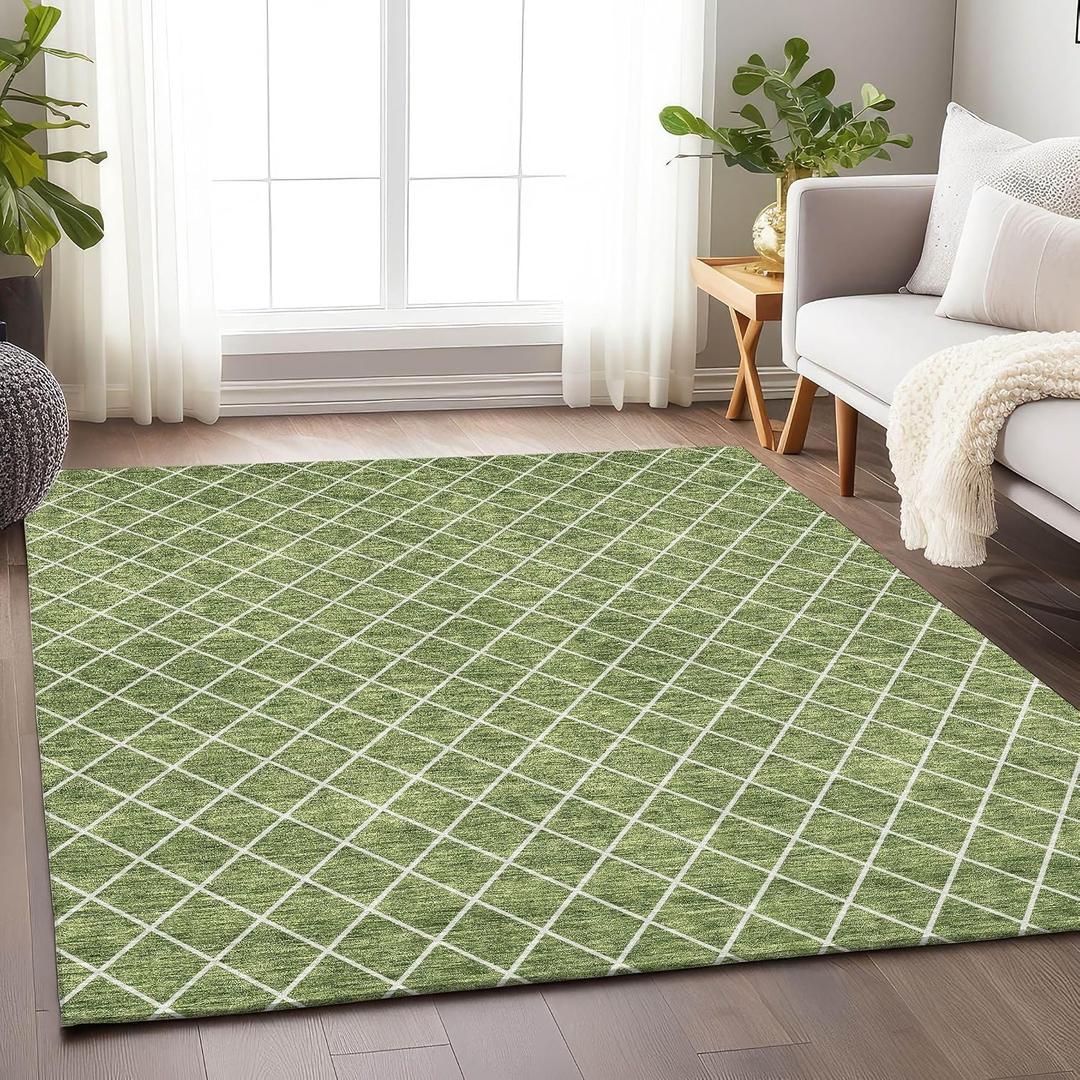 Addison Rugs Chantille ACN932 Green 3' x 5' Indoor/Outdoor, Machine Washable, Easy Clean, Non Shedding, Bedroom, Living Room, Dining Room, Kitchen, Patio Rug