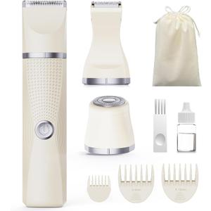 3-in-1 Electric Razor for Women - Waterproof Bikini Trimmer,Rechargeable Electric Shaver for Lady,Pubic Hair Trimmer Women,Personal Trimmer Groomer for Body Hair (Cream, LY)