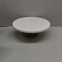 Marble & Acacia Wood Cake Stand - 11 Inch Round Cake Display for Weddings, Birthdays & Parties - Dessert Stand for Cakes, Muffins, Pastries, Bread - Kitchen Dcor - White Marble Top