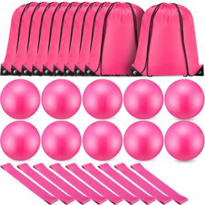 Soulchen 30 Pcs Exercise Pilates Ball 9 Inch with Bags Resistance Bands 25-30 Lbs for Exercise Equipment Set for Yoga Stability Barre Training Stretching Physical Posture Training Gym