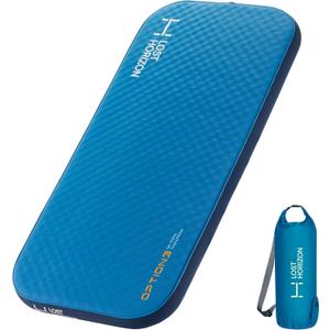 LOSTHORIZON Air & Foam Camping Mattress, Self-Inflating Sleeping Pad, 3" Thick, with Pump Sack, Slim Single