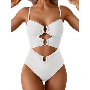 Eomenie One Piece Swimsuit for Women Ring Linked Monokini Sexy Bathing Suit Cutout Swim Suit, Size: M