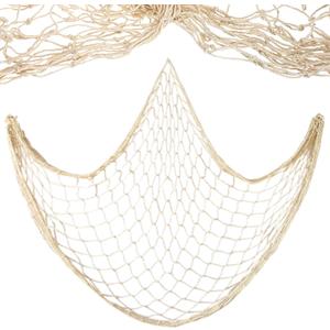 TEMUCY Natural Fish Net Decorative, Beach Themed Fish Net Decorations for Pirate, Mermaid, Beach Party Home Bedroom Décor