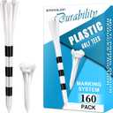 Professional Plastic Golf Tees 160 Pack (3-1/4" or 2-3/4" 100 Pack & 1-1/2" 60 Pack), Reduces Friction & Side Spin, Enhanced Durability & Stability