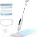 Steam Mop for Floor Cleaning with 2 Washable Pad, Lightweight Floor Steamer Cleaner Mop for Hardwood, Tile, Laminate FloorsCarpet (43.31"*7.87"*11.1", White and Cyan)