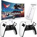 2025New Wireless Retro Game Console,40000+Games and 23 EmulatorsPlug and Play 4K HD HDMI TV Game Stickwith Dual 2.4G Wireless Controllers(128G) White