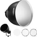 NEEWER 10.4/26.5cm Medium Focus Reflector Bowens Mount with 15/30 Honeycomb Grids & Soft Cloth, 45 Diffuser Lamp Shade Compatible with Godox NEEWER Studio Strobe Flash Light Speedlite, FR26