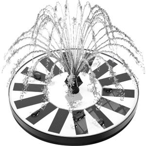 Solar Fountain Bird Bath Fountains Pump Upgraded 100% Glass Panel, Solar Powered Water Fountain with 8 Nozzle & 4 Fixer for Garden, Pond, Pool, Patio, Outdoor - No Battery Needed