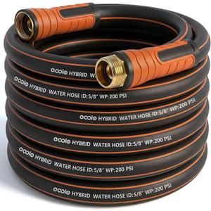 Garden Hose 35 ft x 5/8", Heavy Duty Water Hose, Flexible and Durable, Kink Resistant Lightweight Hybrid Hose, Leakproof Yard Hose with Male to Female Fittings