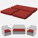 3 Pcs Outdoor Cushion Covers, Patio Cushion Covers Replacement Fit for 4-Seater Wicker Rattan Patio Set Chair Couch,36182,18182, Covers Only, Terra Red