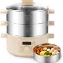 Joydeem Electric Food Steamer for Cooking, 2-Tier Stainless Steel Vegetable & Food Steamers, 13L/13.7 qt Large Capacity, DZG-A100