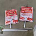 T&R Large Do Not Block Any Part Of The Driveway Sign with 36" Stake for Outside - 2 Pack - 14"x10" .040 Rust Free Heavy Aluminum, Reflective, 6 pre-drilled holes,Includes Matching Screws & Wrench, Easy to Mount