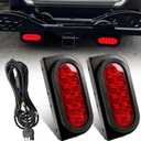 Partswcgg 6" Inch Oval Led Trailer Hitch Cargo Carrier Tail Lights Kit, 2Pcs 6" Inch Red Oval Led Stop Turn Brake Tail Lights Flush Mount Grommet w/Oval Mounting Brackets 4 Pin Wiring Harness Plug
