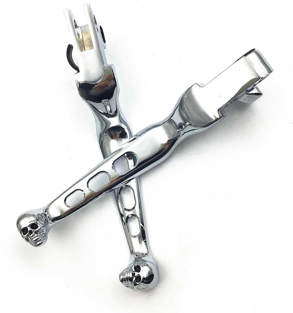 MT241-020A-CD Chrome CNC Aluminum Black Brake Clutch Skull Zombie Lever Compatible with Harley Davidson Sportster Softail