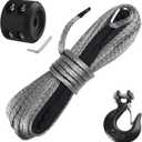 Ucreative 3/16 Inch x 50 Feet Synthetic Winch Rope 8,350LBs Line Cable with Hook and Stopper for ATV UTV (Gray)