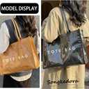 PVC Tote Bag for Women Large Work Plastic Tote Purse Letter Print Shoulder Bag Hobo Handbag with Top Handle