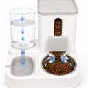 Cat Water and Food Dispenser, for Cats, 2L/1L Gravity Set, Stainless Bowl