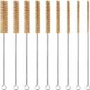 Brass Wire Brush Set 9pcs Tube Cleaning Brush 12" Round Wire Brushes Kit Bore Brush Metal Bristle Cleaning for Pipe, Tube, Auto Parts, Engine(6mm/8mm/10mm/12mm/14mm/15mm/18mm/20mm/25mm)