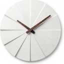 Staircase Modern Wall Clock - Unique 10.5 in. Frameless Concrete Design - Contemporary, Minimalist Decor; No Numbers - Silent Battery Operated Clocks with Decorative Wooden Hands; White