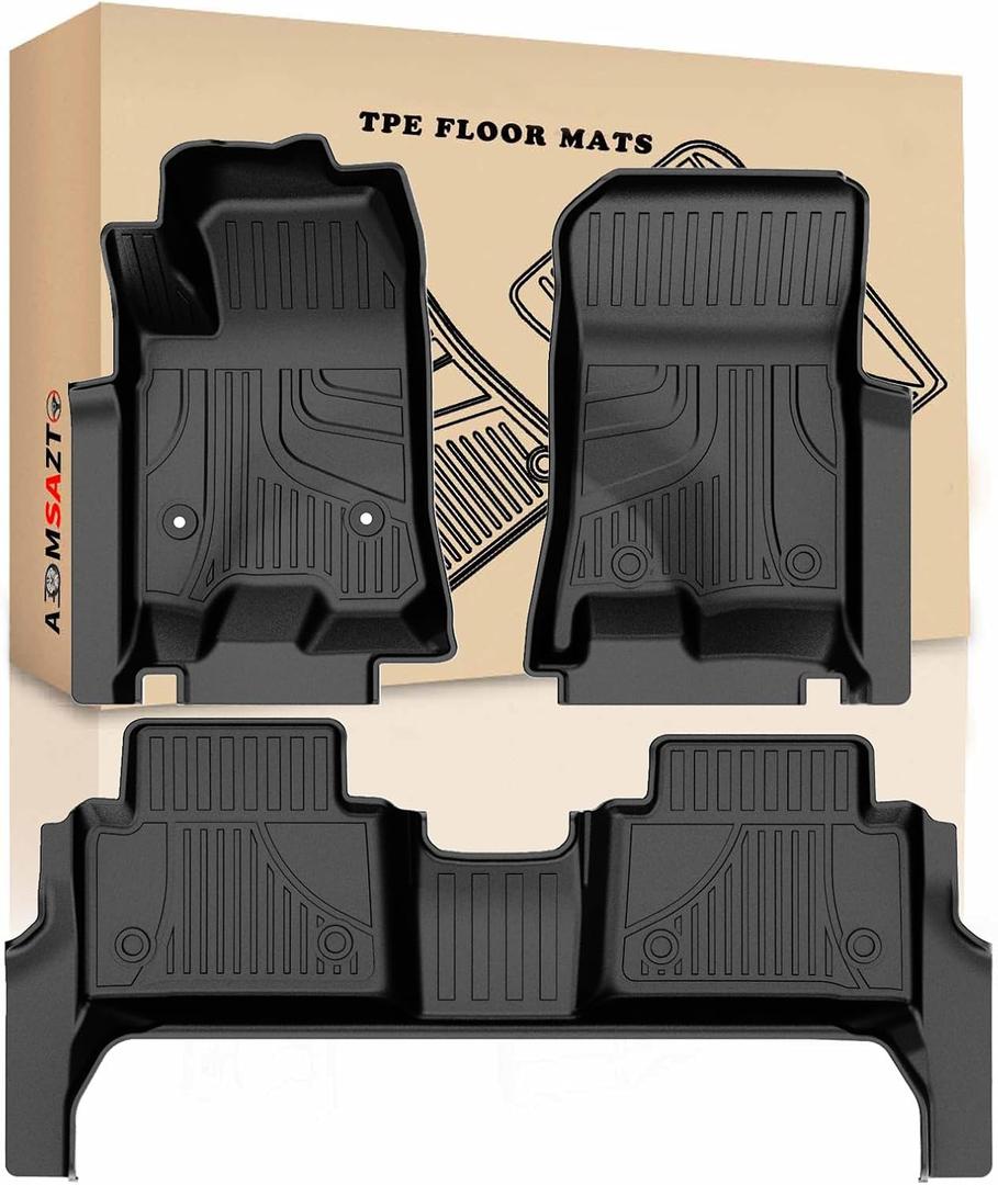 AOMSAZTO Floor Mats for 2023-2025 2026 Chevy Colorado Crew Cab/GMC Canyon - Heavy Duty TPE All Weather Protection Car Mats, 1st & 2nd Row Full Set Floor Liners, Anti Skid Car Accessories