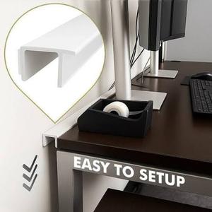 Fullhawl 1 Pcs White Desk to Wall Gap Filler PVC Plastic Office Desk Attachment Long and Wide Gap Filler Eliminates Wall Gaps Easy Installation and Fits Most Desks, 48inches