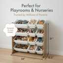 Humble Crew Toy Storage Organizer with 12 Removable Storage Bins for Kids Playroom, 4-Tier Toddler Toy Organization, Natural Wood/White