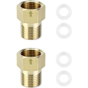 QWORK Brass One-way Check Valve, 1/2 inch Male G Thread to 1/2 inch Female G Thread - Backflow Preventer for Water Tower, Water Heater, Toilet, 2 Pack