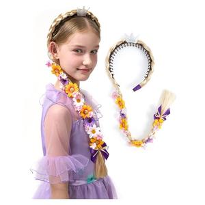 Spooktacular Creations Girls Princess Wig Non Slip, Toddler Long Braided Wig with Teeth Comb, Purple Fairy Head Wear for Toddler Halloween DressUp, Accessories, Themed Party