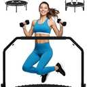 Jumpzylla Fitness Rebounder Trampoline for Adults, Mini Trampoline for Adults with Bar and Elastic Bands, Family Kids & Adult Exercise Trampolines Indoor/Outdoor, 450lbs, 40 inch