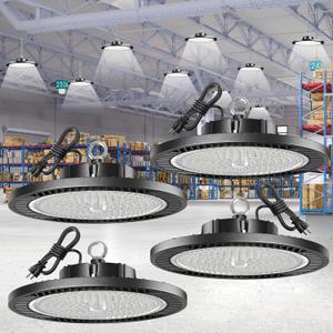 Led High Bay Lights 200W - 28000lm 5000K Super Bright Waterproof Led Shop Lights with Plug 5' Cable and Hook Ring, Garage Light for Factory Gym Warehouse Workshop 4 Pack
