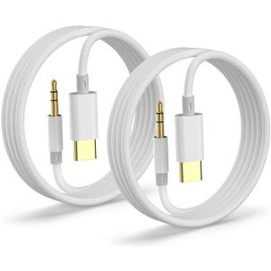 Aux to USB C, Aux Cord to USB C to 3.5mm Audio Headphone Jack Adapter [2 Pack,4FT], Hi-Fi DAC Dongle Aux Cord Compatible with iPhone 17/16/15 Pro Max,Samsung S25/S24/S23,iPad Pro, Pixel, Car Stereo