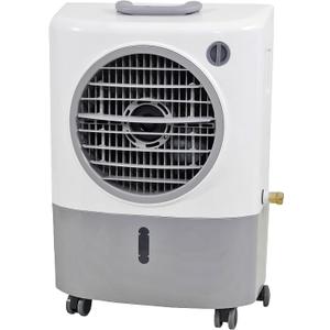Portable Swamp Coolers - 1300 CFM MC18M Evaporative Air Cooler with 2-Speed Fan, 53.4 dB - 500 sq. ft. Coverage Evaporative Air Cooler Portable High Velocity Outdoor Cooling Fan by Hessaire - White