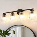 ocioc 4-Light Vanity Light with Striped Glass Shade, Bathroom Lighting