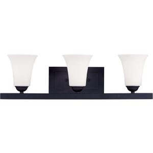 Livex Lighting 6493-04 Transitional Three Light Bath Vanity from Ridgedale Collection in Black Finish